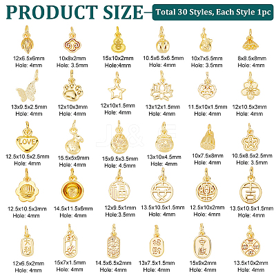 30Pcs 30 Styles Alloy Pendants FIND-PH0020-23-1