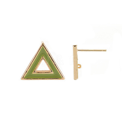 Brass with Enamel Stud Earring Findings KK-S356-673G-NF-1
