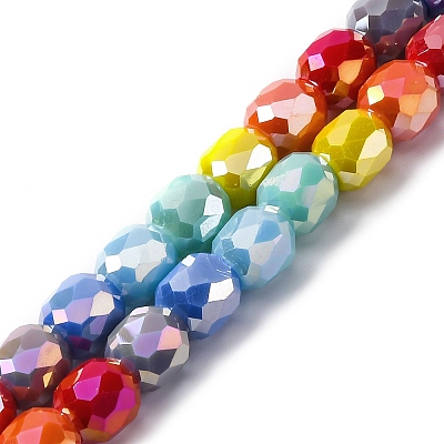 Electroplate Opaque Glass Beads Strands GLAA-Q009-05C-1