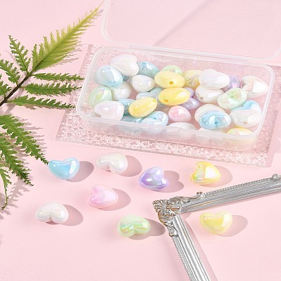 40Pcs UV Plating Acrylic Beads MACR-FS0002-18-1