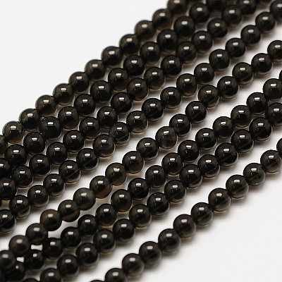 Natural Obsidian Round Bead Strands G-A130-2mm-04-1