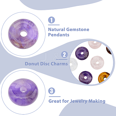 8Pcs 4 Styles Natural Gemstone European Pendants G-DC0001-35-1
