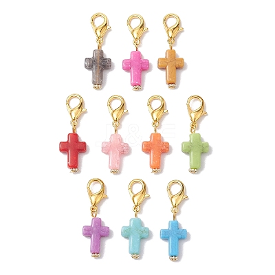 Acrylic Cross Pendant Decoration HJEW-JM01999-1