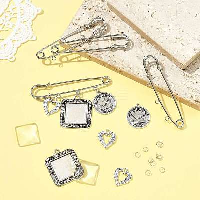 DIY Square Alloy Commemorative Photo Pendants Making Kits DIY-FS0009-22-1