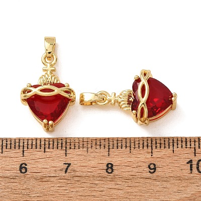 Brass Pave Red Cubic Zirconia Pendants CU-CBABEDB-01G-1