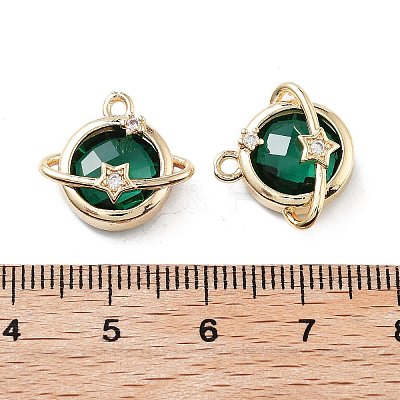 Rack Plating Brass Micro Pave Cubic Zirconia Pendants KK-M013-05G-1