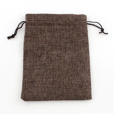 Polyester Imitation Burlap Packing Pouches Drawstring Bags ABAG-R004-14x10cm-10-1