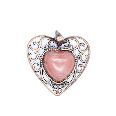 Retro Hollow Synthetic Cherry Quartz Glass Pendants PW-WGAB5DC-10-1