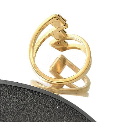 Textured Rhombus 304 Stainless Steel Finger Ring for Women RJEW-L126-09B-G-1