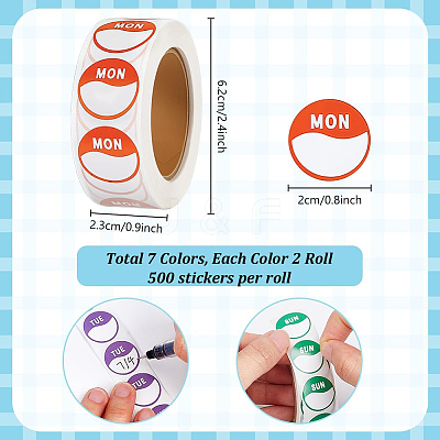 14 Rolls 7 Colors Stickers Roll DIY-PH0032-85-1