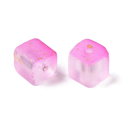 Frosted Glass Beads with Golden Glitter Powder LS-DGLA-NH001-8mm-01H-1