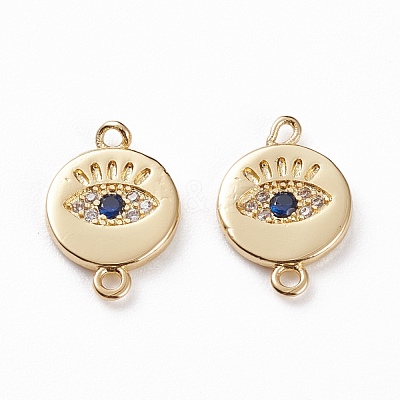 Brass Micro Pave Clear & Royal Blue Cubic Zirconia Links Connectors KK-C100-40G-1