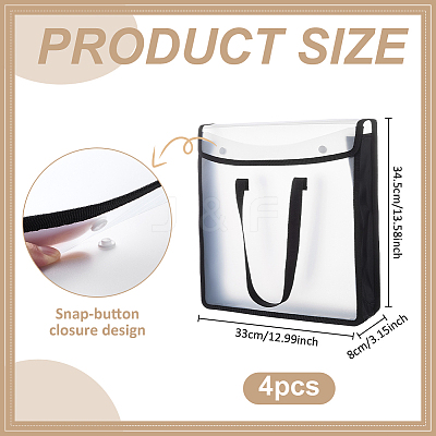 Translucent PP Book Storage Tote Bags with Polyester Handles ABAG-WH0039-68A-1