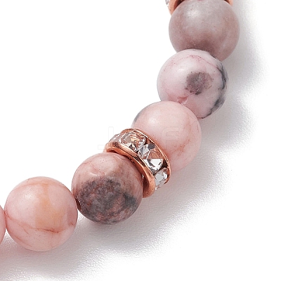 8.5mm Round Natural Pink Zebra Jasper Beaded Stretch Bracelets BJEW-JB10256-01-1