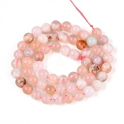 Natural Cherry Blossom Agate Beads Strands G-K310-C07-6mm-1