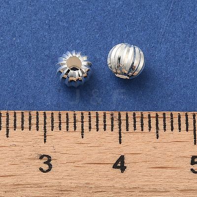925 Sterling Silver Corrugated Round Spacer Beads STER-K178-01A-S-1