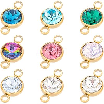 9Pcs 9 Colors K9 Glass Connector Charms GLAA-UN0001-09-1