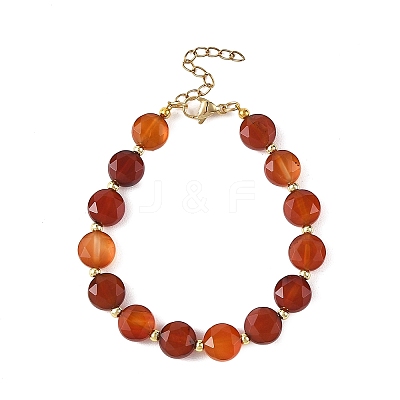 Natural Agate(Dyed & Heated) Round Beaded Bracelets for Women BJEW-JB14153-1