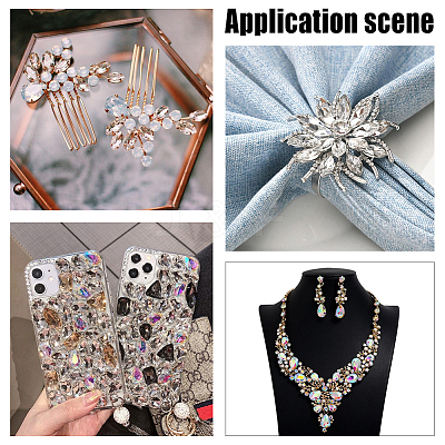 64Pcs 8 Style Light AB Style K9 Glass Rhinestone Cabochons RGLA-FG0001-09-1