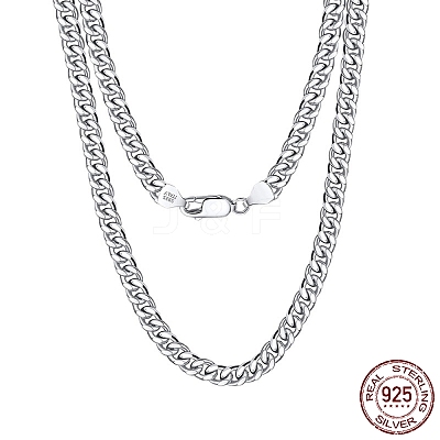925 Sterling Silver Cuban Link Chain Necklace NJEW-I124-001-A-1