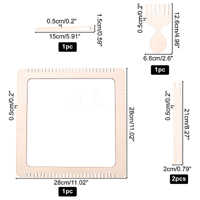 DIY Poplarwood Wooden Weaving Loom Sets TOOL-NB0001-92-1