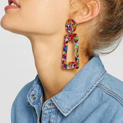 Alloy Acetic Acid Dangle Stud Earrings FS-WG80CFF-03-1