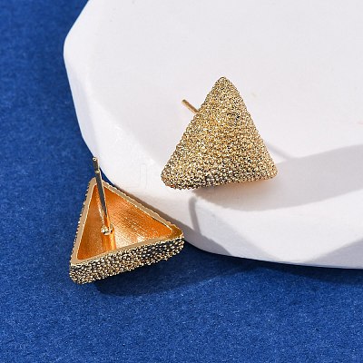 Brass Textured Stud Earrings EJEW-A143-02D-G-1
