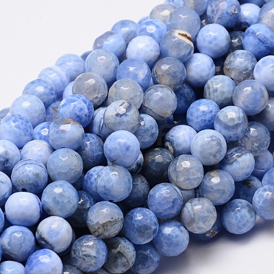 Dyed Natural Fire Crackle Agate Faceted Round Beads Strands G-E320C-10mm-03-1
