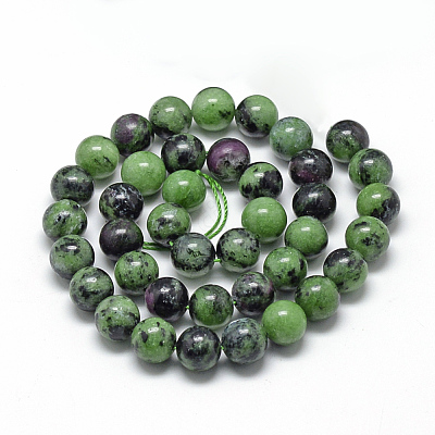 Natural Ruby in Zoisite Beads Strands G-R446-10mm-25-1