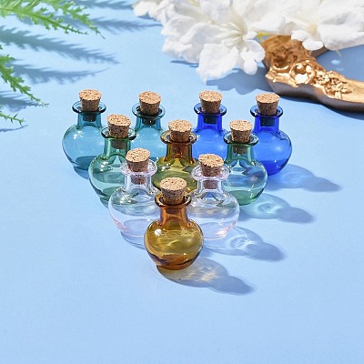 10Pcs 5 Colors Round Glass Cork Bottles Ornament GLAA-FS0001-73-1