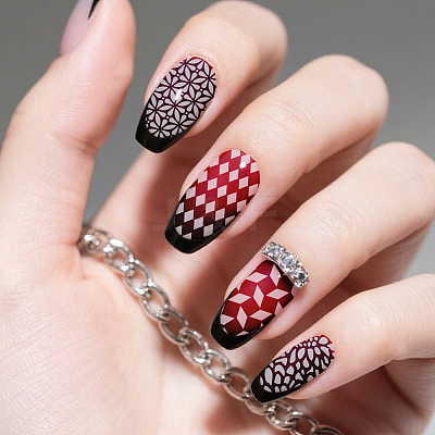Stainless Steel DIY Nail Art Templates MRMJ-WH0092-208-1