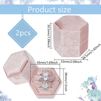 3-Slot Hexagonal Velvet Ring Boxes AJEW-WH0471-26B-1