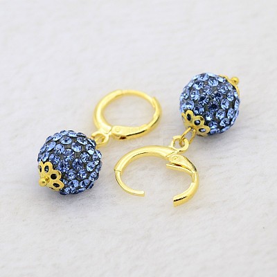 (Jewelry Parties Factory Sale)Dangling Round Ball Resin Rhinestone Earrings LS-EJEW-J080-04G-1