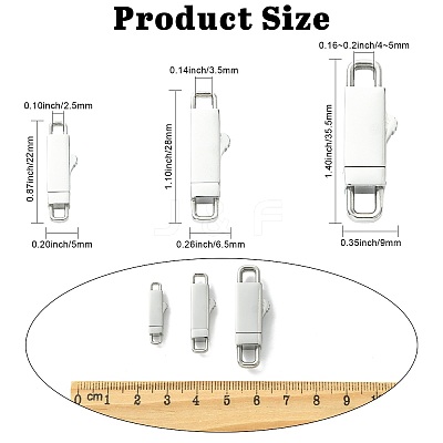 3Pcs 3 Styles Stainless Steel Bayonet Clasps STAS-CJ0003-61-1
