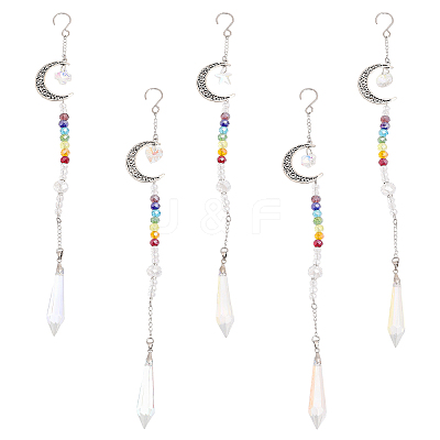 Alloy Moon Pendant Decorations HJEW-CA0001-42-1
