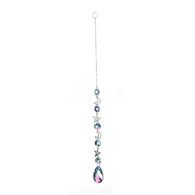 AB Color Plated Crystal Teardrop Big Pendant Decorations HJEW-G019-03B-1
