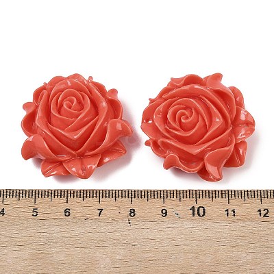 Synthetic Coral Dyed Carved Links SHEL-Z003-01B-1