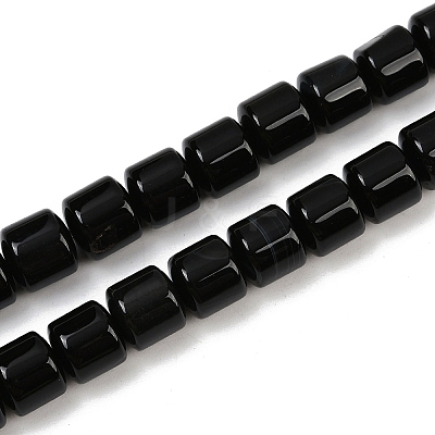 Natural Black Agate(Dyed & Heated) Beads Strands G-G275-D15-10x10mm-1