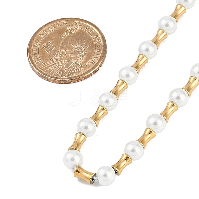 Ion Plating(IP) 304 Stainless Steel & Plastic Pearl Beaded Necklaces for Women NJEW-M078-10G-1