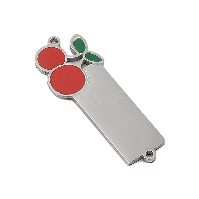 304 Stainless Steel Red Enamel Connector Charms STAS-P377-15P-1
