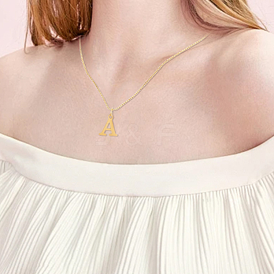 1pc 304 Stainless Steel Letter Pendant Necklaces NJEW-LP0001-38A-G-1