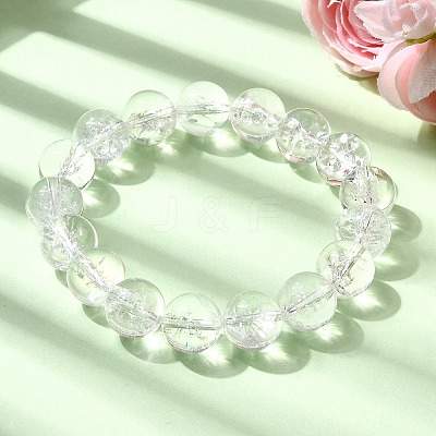 Natural Quartz Crystal Round Beads Stretch Bracelets for Women BJEW-L712-B03-12mm-1