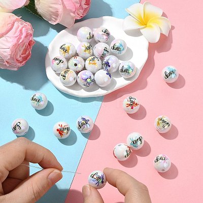 30Pcs 5 Styles UV Plating Iridescent Acrylic Beads OACR-SZ0001-91-1