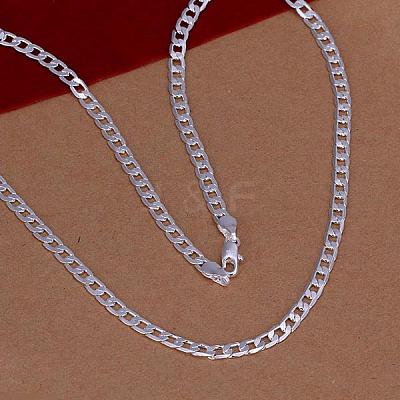 Popular Silver Color Plated Brass Curb Chain Necklaces For Men NJEW-BB12724-28-1