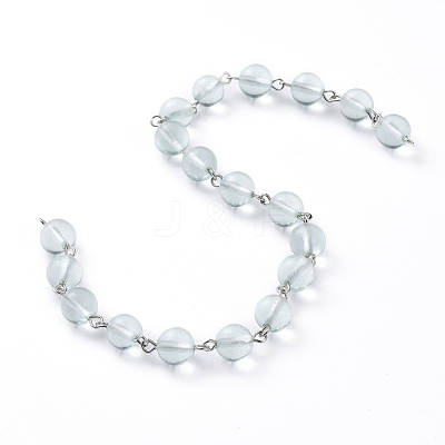 Handmade Watermelon Stone Glass Beaded Chains AJEW-JB00519-04-1