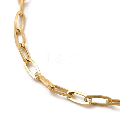 Ion Plating(IP) 304 Stainless Steel Paperclip Chain Bracelet for Women X-BJEW-G667-05G-1