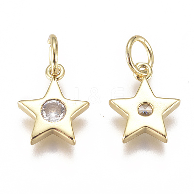 Brass Micro Pave Cubic Zirconia Charms X2-ZIRC-F111-09G-08-1