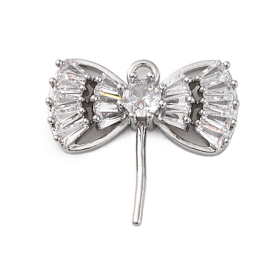 Brass Micro Pave Clear Cubic Zirconia European Dangle Charms Bails KK-P289-07P-1