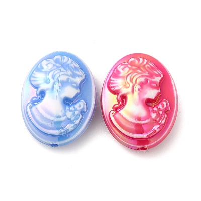 UV Plating Opaque Iridescent Acrylic Beads MACR-K351-03-1