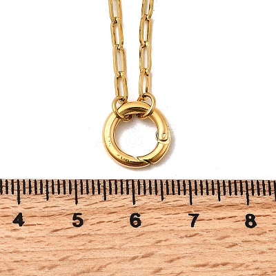 304 Stainless Steel Spring Gate Ring Pendant Paperclip Chain Necklaces for Women X-NJEW-Z091-13G-1